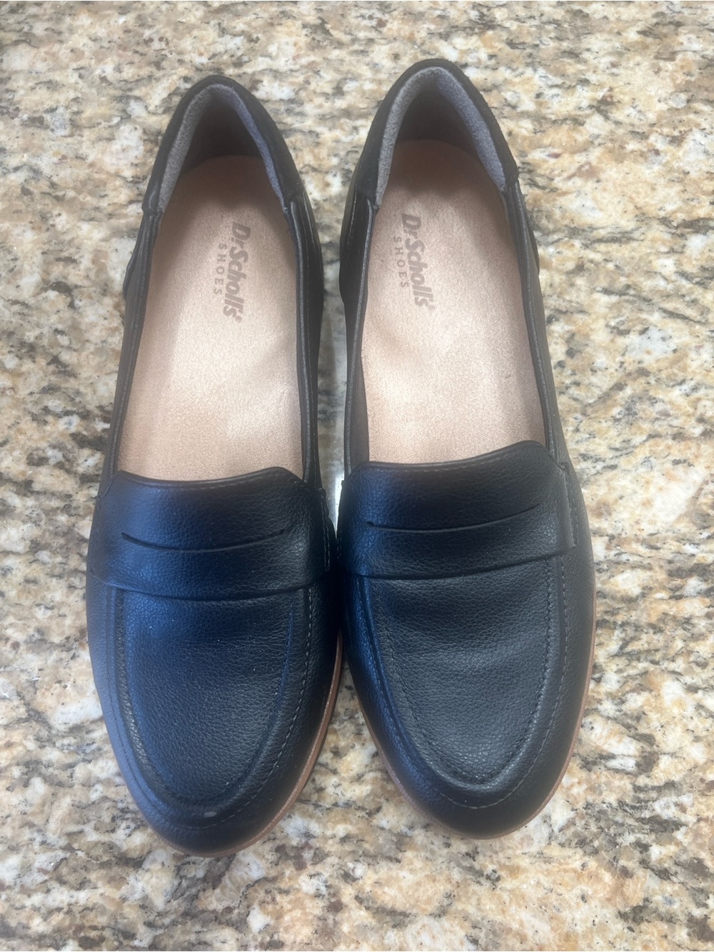 Dr. Scholl's Black Leather Penny Loafers with Tan Trim - Picture 8 of 13